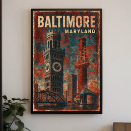 Baltimore Skyline Cityscape Art Collectors Poster