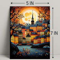 Enchanted Autumn Townscape Poster