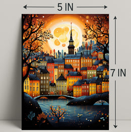 Enchanted Autumn Townscape Poster