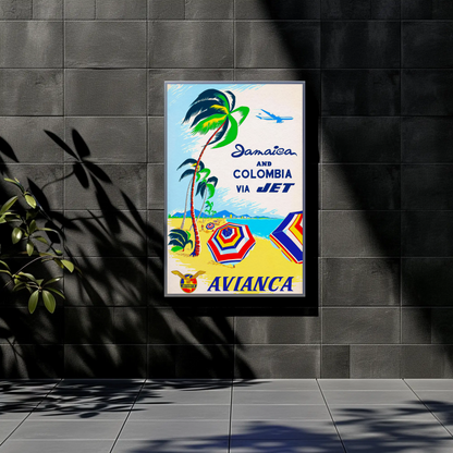 Avianca Jamaica & Colombia Travel Poster (1961)