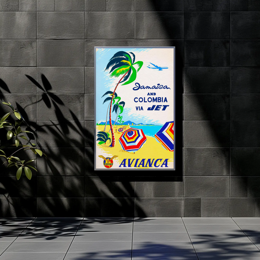 Avianca Jamaica & Colombia Travel Poster (1961)