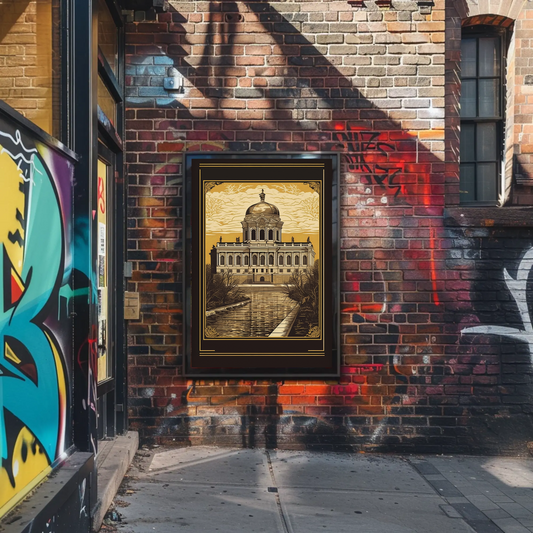 Baroque Palace Reflection Canal Scene Travel Poster