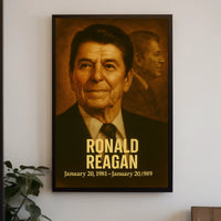 Ronald Reagan Presidential Poster Vintage Analog Film Aesthetic Wall Art Portrait Print For History Lovers