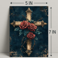 Roses And Thorns Cross Poster