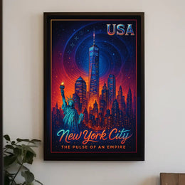 New York City Skyline Retro-Futuristic Poster Art