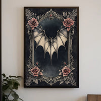 Gothic Elegance Bat And Roses Poster
