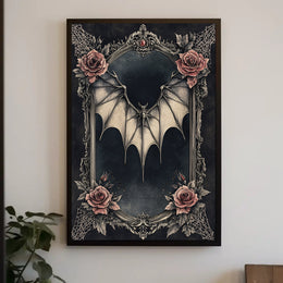 Gothic Elegance Bat And Roses Poster