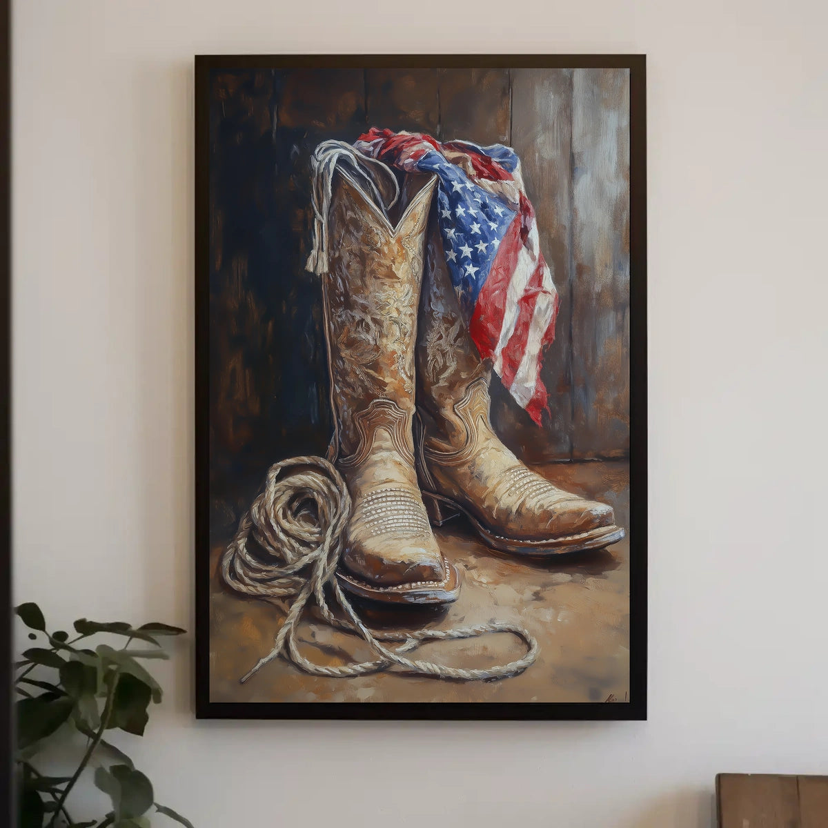 worn pair of cowboy boots Poster