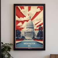 Stylized Capitol Building Vintage Political Propaganda Poster