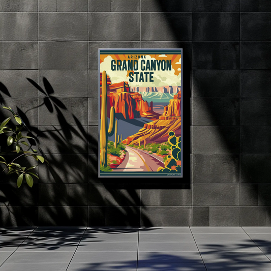 Arizona Grand Canyon State Vintage Travel Poster