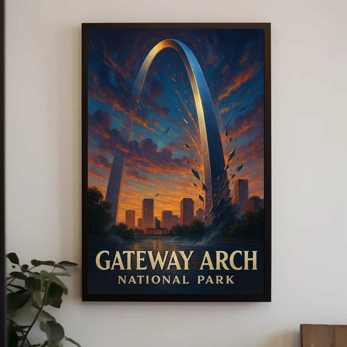 Gateway Arch Sunset Cityscape: Urban or Cityscape Poster