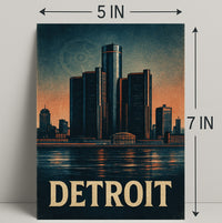 Detroit Skyline Vintage Poster Wall Art PosterGoat