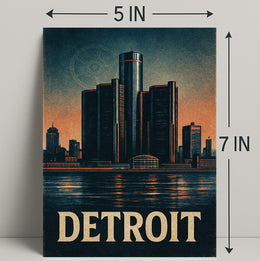 Detroit Skyline Vintage Poster Wall Art PosterGoat