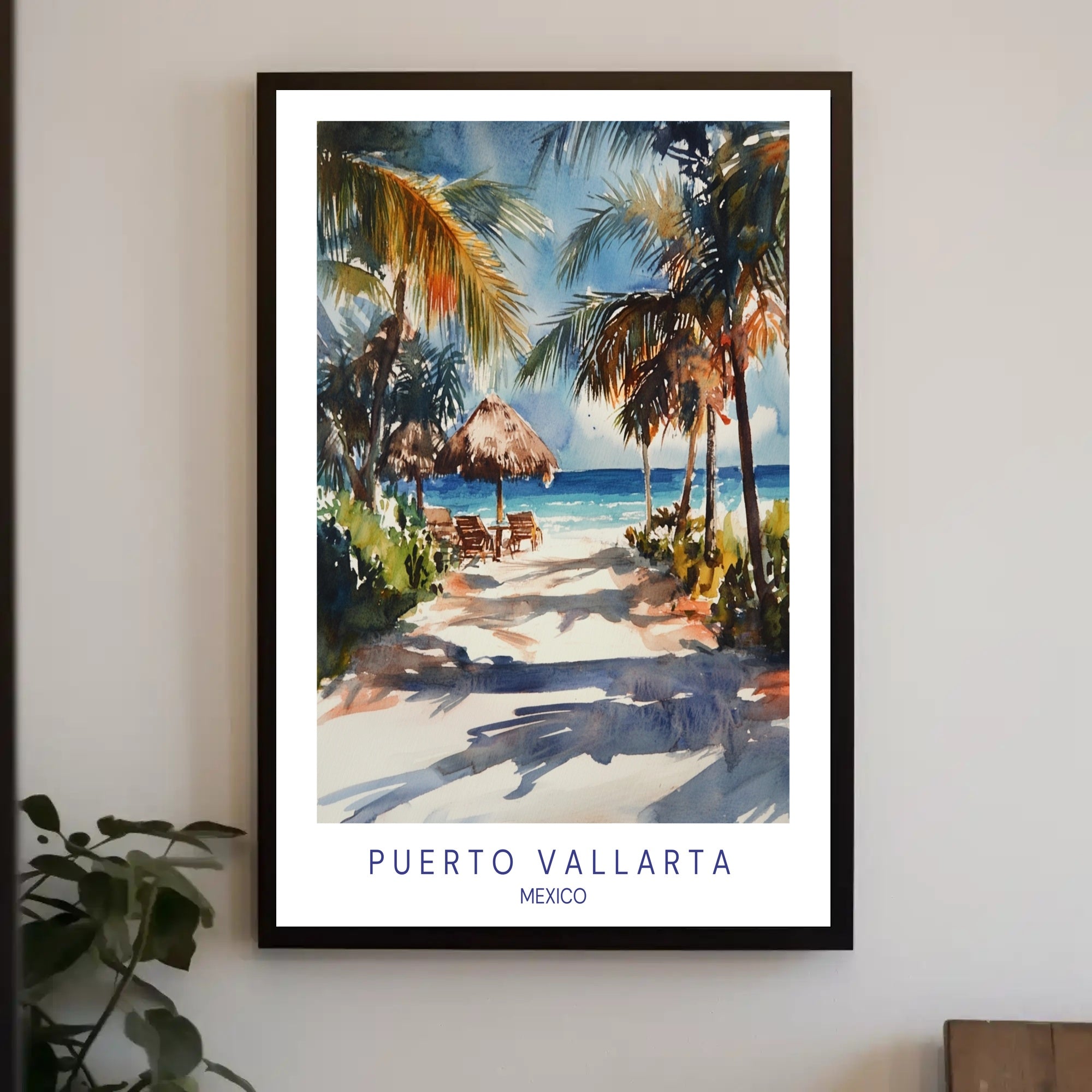 Tropical Beach Watercolor Art Travel Poster PosterGoat