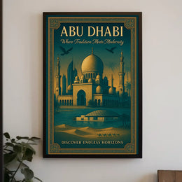 Abu Dhabi Oasis Where Tradition Meets Modernity Travel Poster