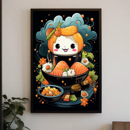 Cute Smiling Sushi Art - Abstract, Artistic, or Pop Culture Poster