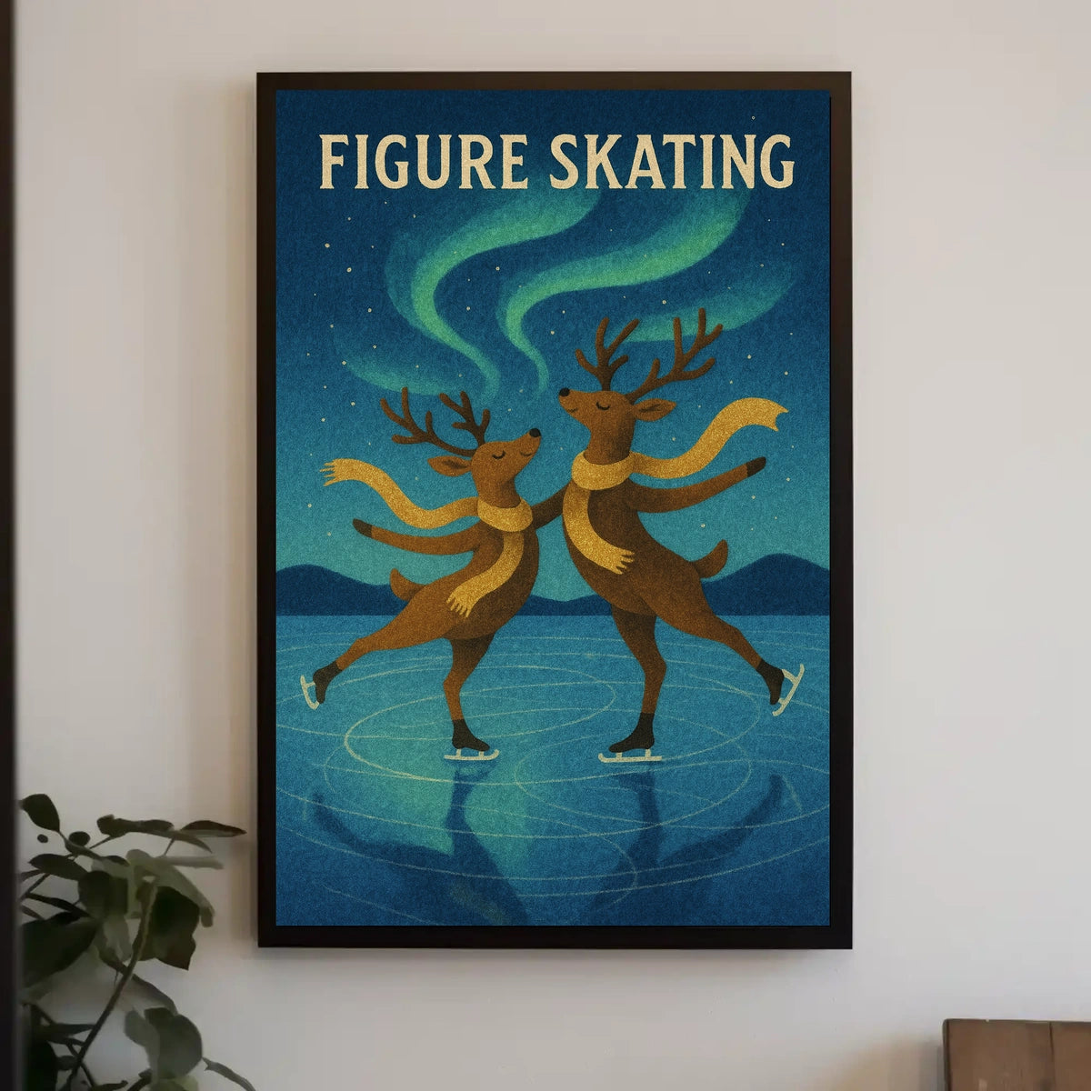 Whimsical Reindeer Skating Adventure Animal Poster