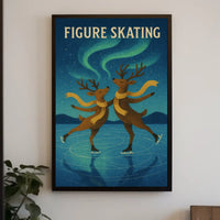 Whimsical Reindeer Skating Adventure Animal Poster