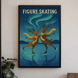Whimsical Reindeer Skating Adventure Animal Poster