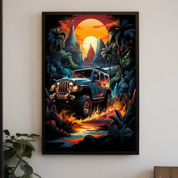 Adventurous Off-Road Tropical Landscape Art Poster