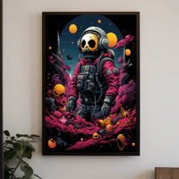 Astronaut in Psychedelic Alien Landscape Poster