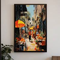 Street Market in Old Town Charm Travel Poster