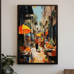 Street Market in Old Town Charm Travel Poster