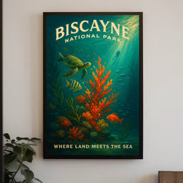Underwater Scene Marine Life Biscayne National Park Coral Reef Poster
