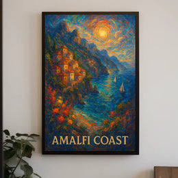 Amalfi Coast Poster 18x24 Wall Art for Coastal Decor