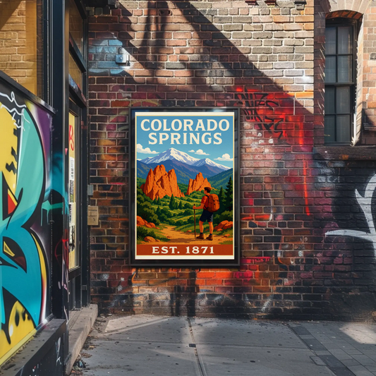 Colorado Springs Red Rocks Hiking Est 1871 Travel Poster