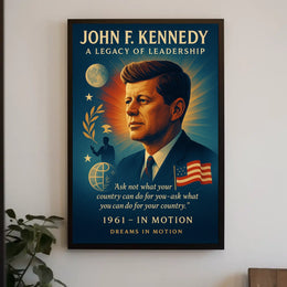 John F. Kennedy Inspirational Leadership Vintage Poster