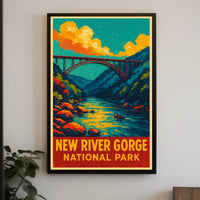 New River Gorge Vintage Travel Adventure Poster