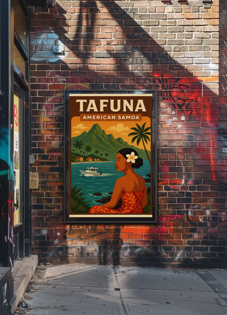 Tafuna American Samoa Woman Coastline Travel Poster