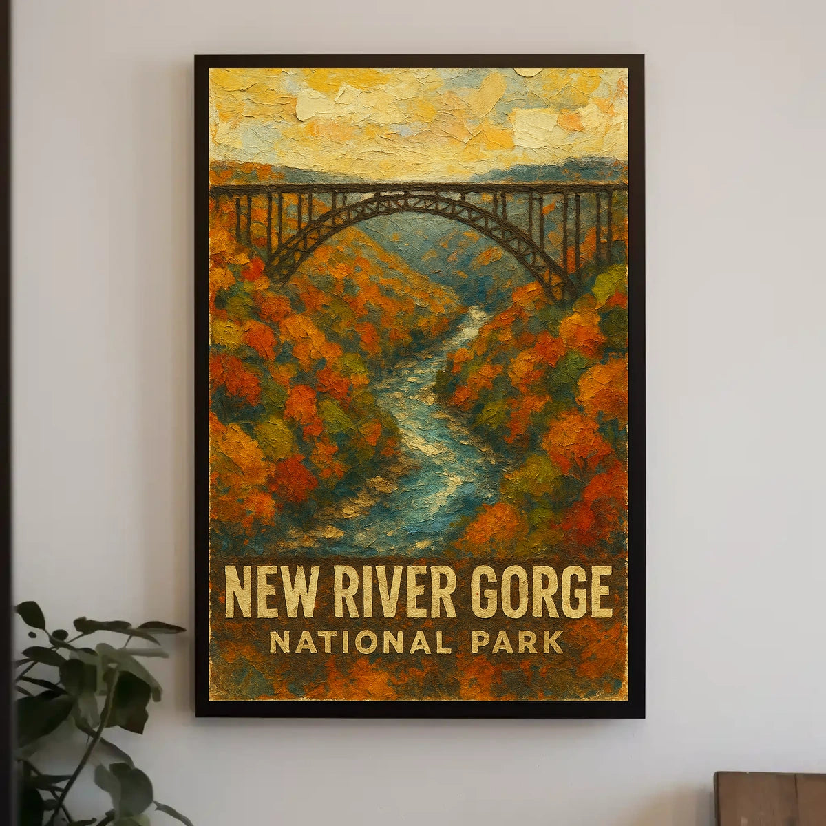New River Gorge National Park Scenic Nature Adventure Digital Painting Timeless Heritage Poster