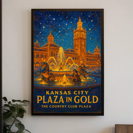 Kansas City Plaza In Gold Poster