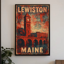 Lewiston, Maine Vintage Charm Vintage Poster
