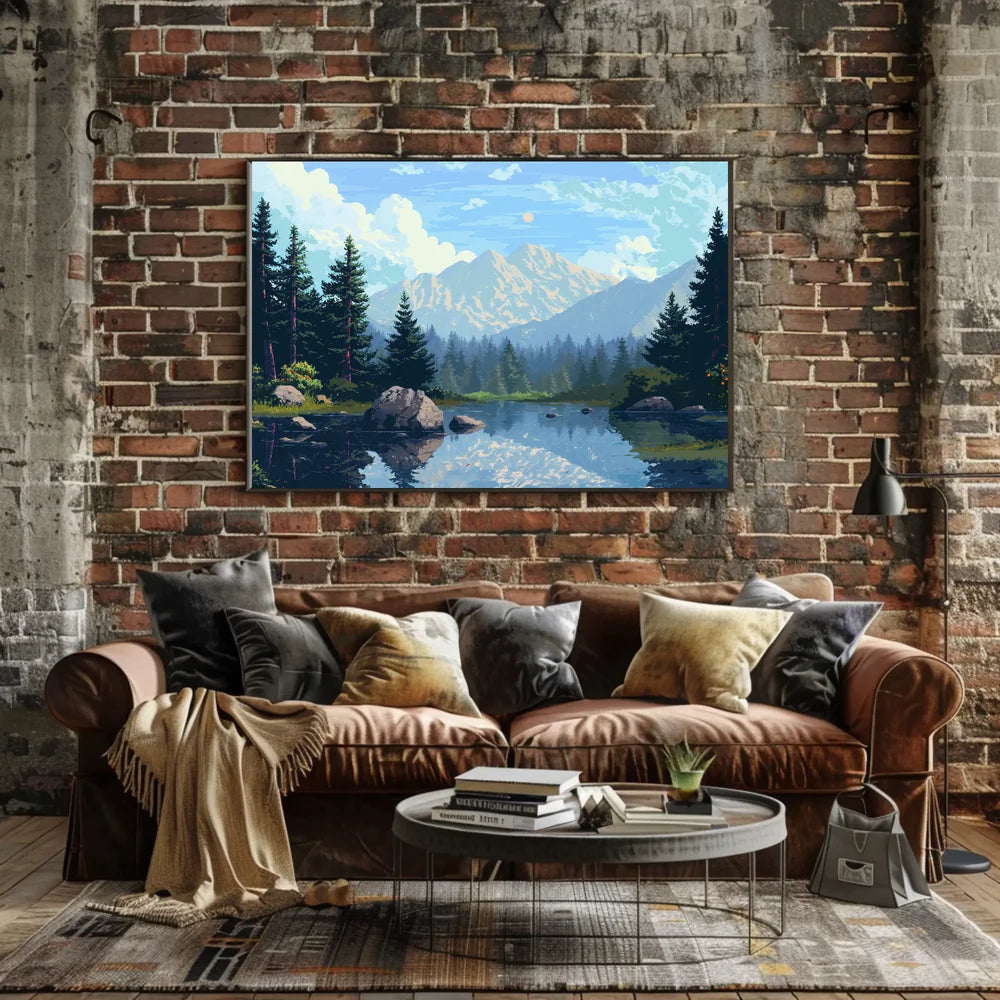 Tranquil Mountain Lake Vintage Travel Poster Art