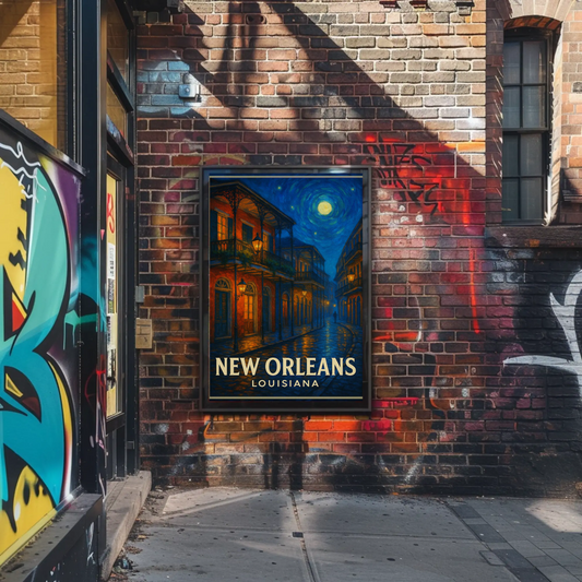 New Orleans Louisiana Starry Night French Quarter Travel Poster