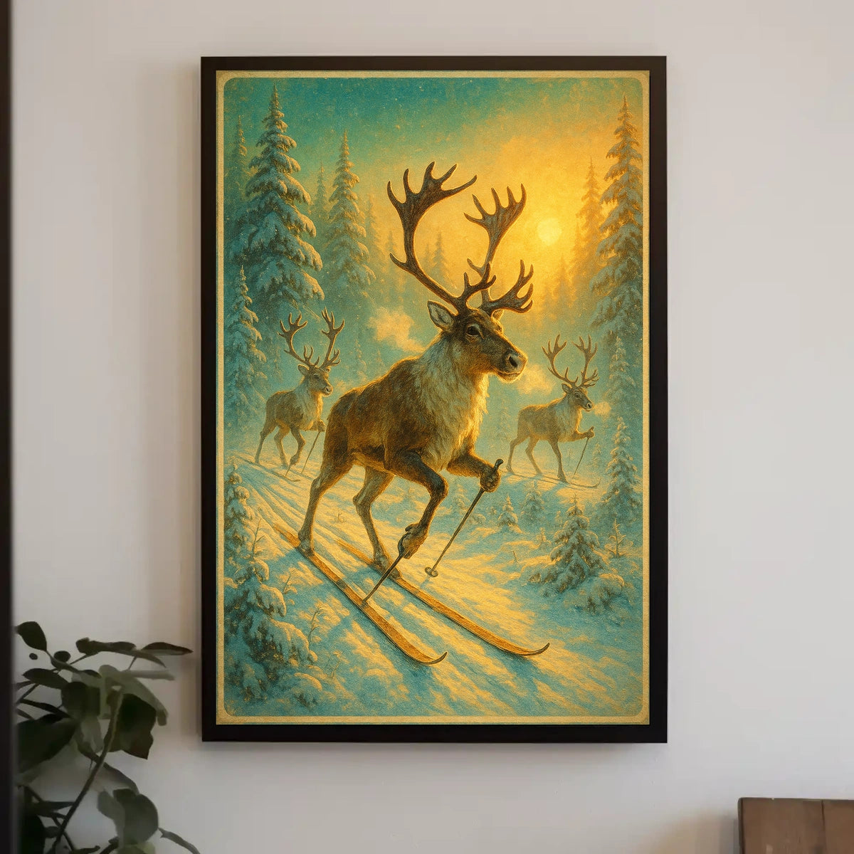 Reindeer Ski Adventure Poster