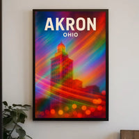 Akron, Ohio Vibrant Cityscape Poster