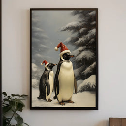 Festive Penguins In Winter Wonderland Poster