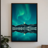 Aurora Borealis Over Mountain Range National Park Poster