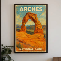 Arches National Park Adventure Landscape Wanderlust Desert Rock Formations Scenic Heritage Poster