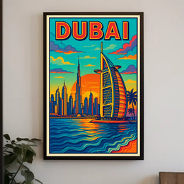 Dubai Skyline Illustration Poster