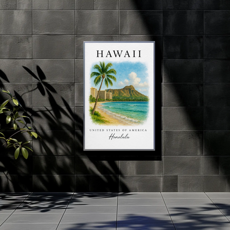 Hawaii, Honolulu Signature Series Vintage Travel Poster