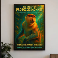 Proboscis Monkey Wonder: Educational Animal Art Poster