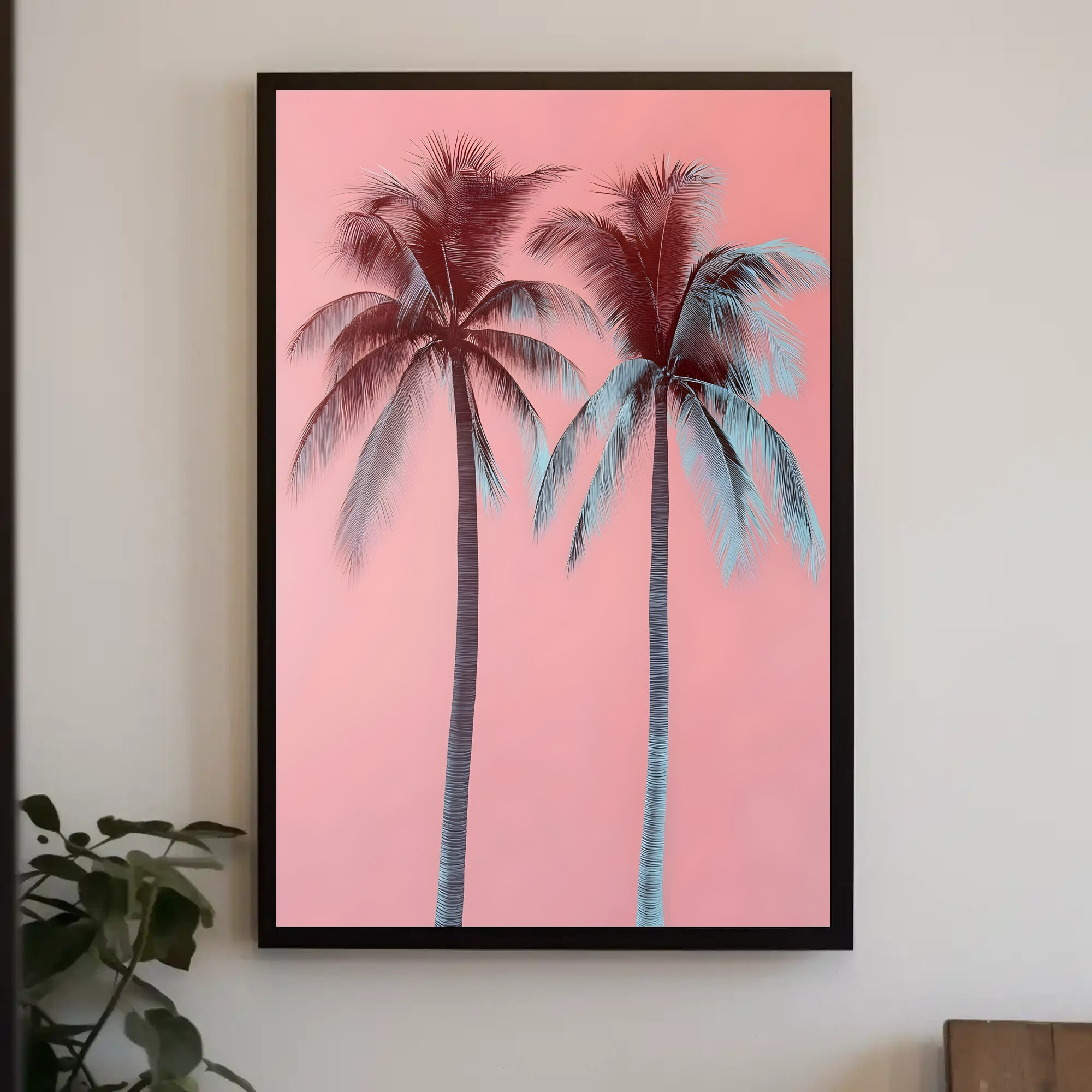 Palm Trees Poster Tropical Pink Minimalist Wall Art