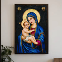 Iconic Mother Mary Holding Jesus Poster