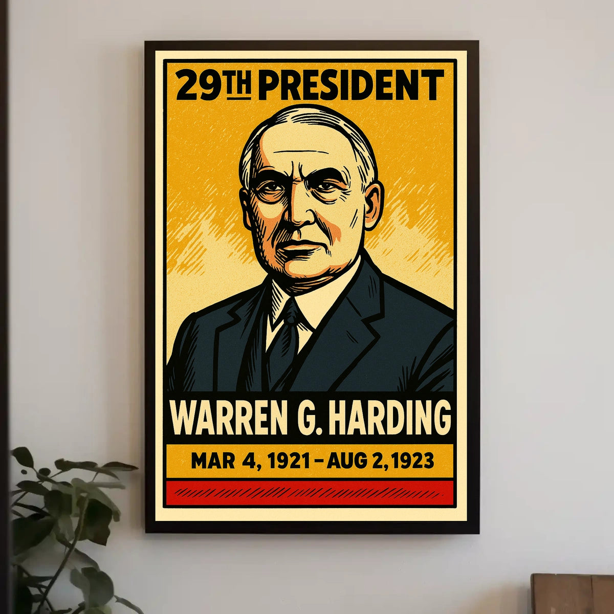 Warren G. Harding 29th President of the United States Inked Comic Style Poster