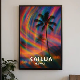 Tropical Kailua Palm Tree Abstract Art Poster